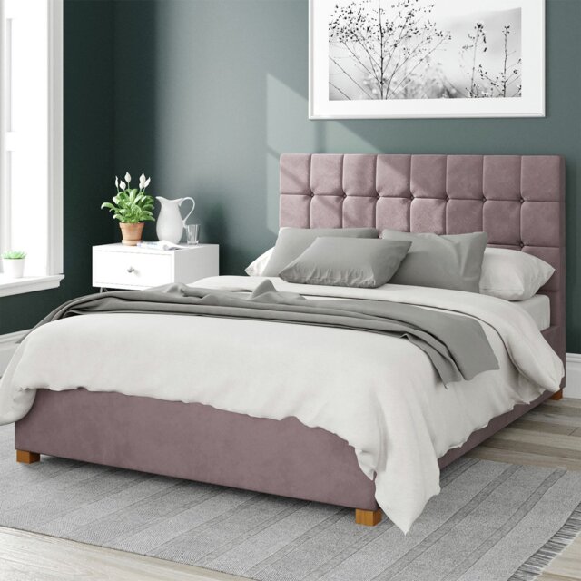 Aspire Sinatra Velvet Kingsize Ottoman Bedframe - Blush - image 1