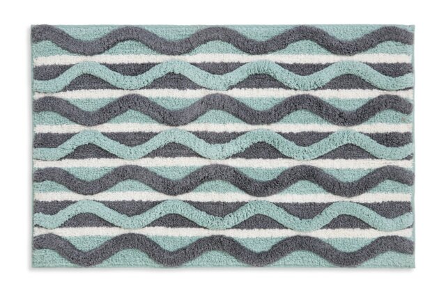 Habitat Retro Wave Geo Bath Mat - Blue - image 1