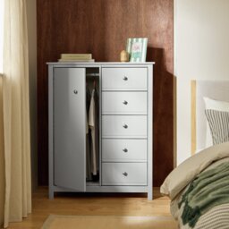 Habitat Brooklyn 1 Door 5 Drawer Short Wardrobe - White - thumbnail 1