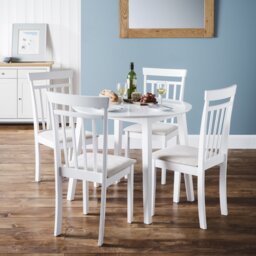 Julian Bowen Coast White Dining Table & 4 White Chairs - thumbnail 1