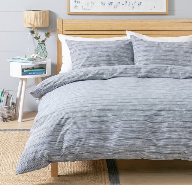 Habitat Stockholm Stripe Blue & White Bedding Set-Single - image 1