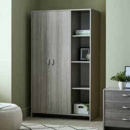 Argos Home Seville 2 Door Open Shelf Wardrobe - Grey Oak Effect