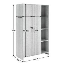 Argos Home Seville 2 Door Open Shelf Wardrobe - Grey Oak Effect - thumbnail 2