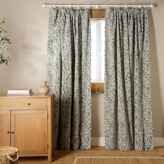 Argos Home Foliage Jacquard Pencil Pleat Curtains - Green -168x229cm - image 1