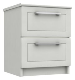 Hatfield 2 Drawer Bedside Table - White Gloss - thumbnail 1