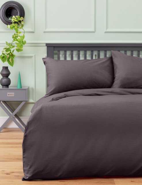 Habitat Brushed Cotton Plain Charcoal Bedding Set - Single - image 1
