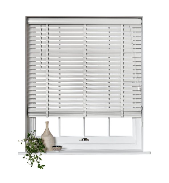 Habitat Wooden White 50mm Slat Venetian Tape Blind - 90cm - image 1