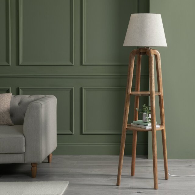 Habitat Mango Wood Shelved Floor Lamp - Natural - image 1