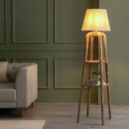 Habitat Mango Wood Shelved Floor Lamp - Natural - thumbnail 2