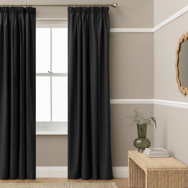 Habitat Blackout Pencil Pleat Curtains - Black - 117x137cm - image 1