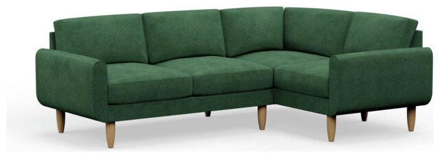 Hutch Velvet Round Arm 4 Seater Corner Sofa - Sage Green - image 1