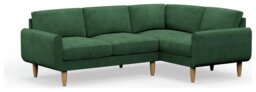Hutch Velvet Round Arm 4 Seater Corner Sofa - Sage Green - thumbnail 1