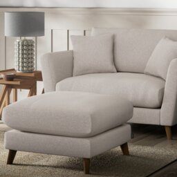 Habitat Lomond Fabric Footstool - Stone - Dark Leg - thumbnail 2