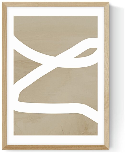 East End Prints Lines Oak Frame Art Print - A3 - image 1