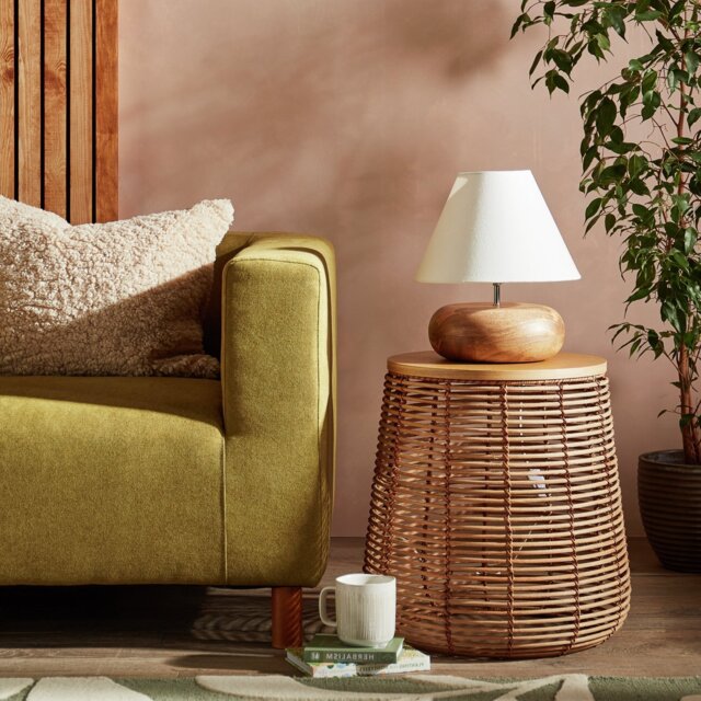 Habitat Pebble Mango Wood Table Lamp - Natural and White - image 1