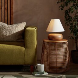 Habitat Pebble Mango Wood Table Lamp - Natural and White - thumbnail 2