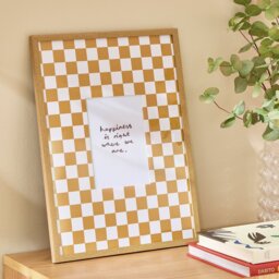 """Argos Home Oversized Checkerboard Mustard Wooden Picture Frame - 5x7"""""""