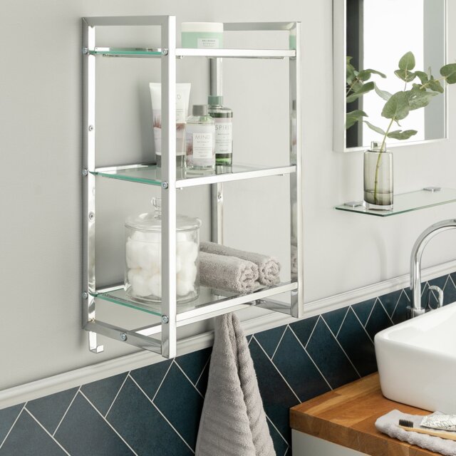 Argos Home Towel Rail & Hook Bathroom Storage Shelves-Chrome - image 1