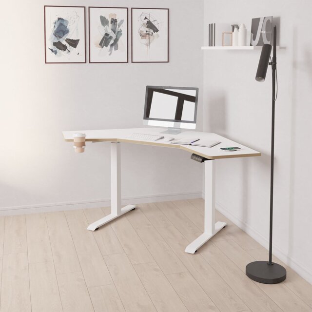 Koble Gino Corner Height Adjustable Desk - White - image 1