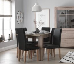 Argos Home Miami Ext Oak Dining Table & 6 Charcoal Chairs