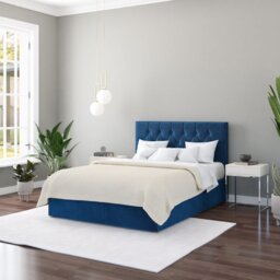 Aspire Olivier Kingsize Velvet End Lift Ottoman  Bed - Navy