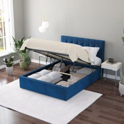 Aspire Olivier Kingsize Velvet End Lift Ottoman  Bed - Navy - thumbnail 2