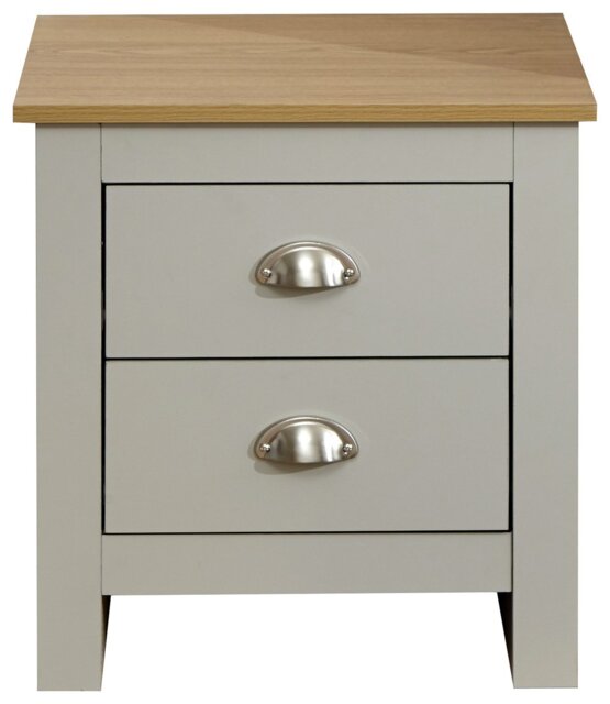 GFW Lancaster 2 Drawer Bedside Table - Grey Oak - image 1