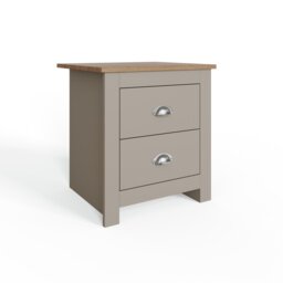 GFW Lancaster 2 Drawer Bedside Table - Grey Oak - thumbnail 2