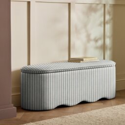 Habitat Onda Large Fabric Ottoman - Blue & White