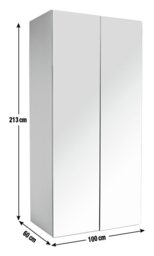 Habitat Atlas 2 Door Mirrored Tall Wardrobe - White - thumbnail 2