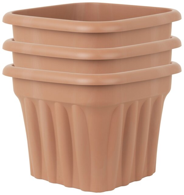 Wham 40cm Square Vista Plastic Planter- Set of 3, Terracotta - image 1