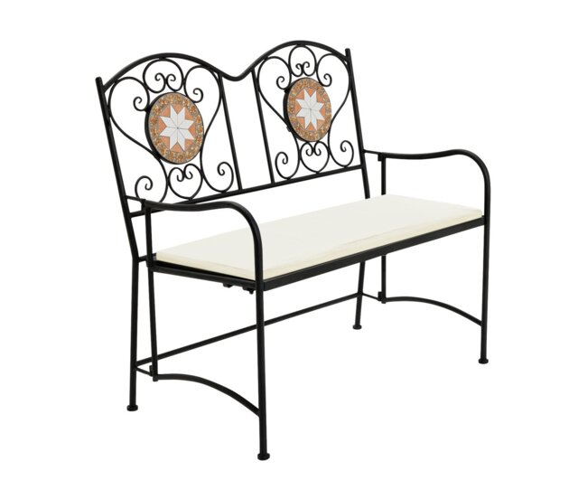 Argos Home Genoa 2 Seater Metal Garden Bench - Black - image 1