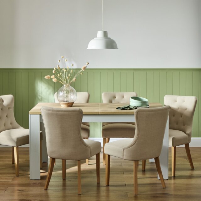 Argos Home Preston Extending Dining Table & 6 Cream Chairs - image 1