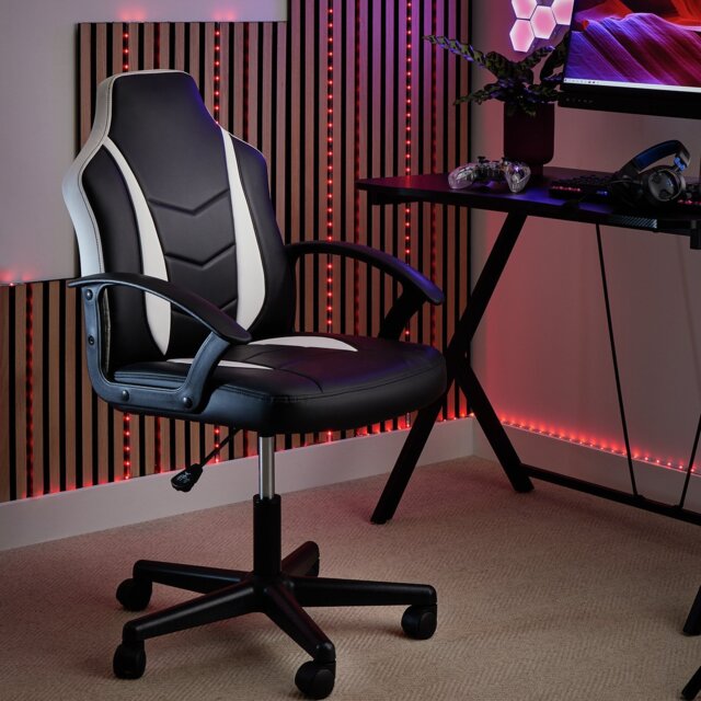 Argos Home Faux Leather Gaming Chair - White - image 1