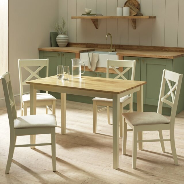 Argos Home Chicago Solid Wood 4 Seater Dining Table - Cream - image 1