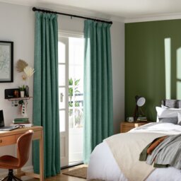 Habitat Thermal Blackout Linen Look Pencil Pleat Curtains - Green - 168x229cm