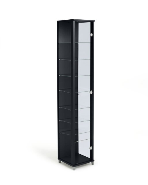 Argos Home 7 Shelf Glass Narrow Display Cabinet - Black - image 1