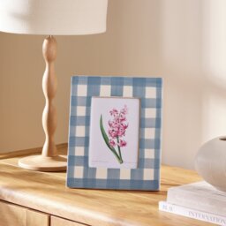 """Argos Home Gingham Blue Ceramic Picture Frame - 5x7""""""" - thumbnail 1