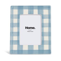 """Argos Home Gingham Blue Ceramic Picture Frame - 5x7""""""" - thumbnail 2