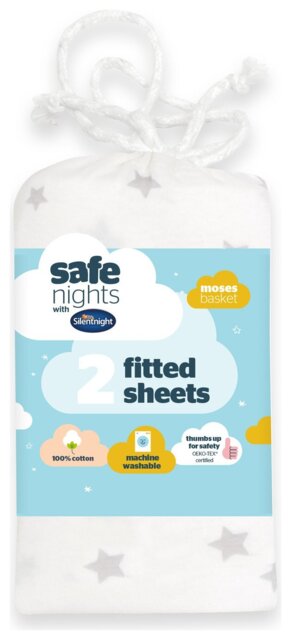 Silentnight Safe Nights Nursery Grey Fitted Sheets - Moses - image 1