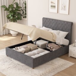 Aspire Taylor Small Double End Lift Ottoman Bed - Steel - thumbnail 2