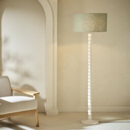 Habitat Bobbin Mango Wood Floor Lamp Base Only - Ivory - thumbnail 1