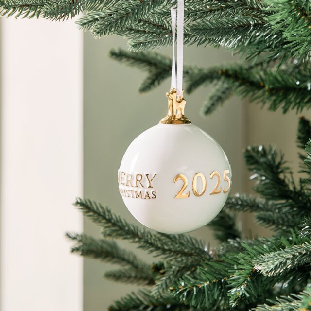 Argos Home Single Gold Merry Christmas 2025 Bauble - image 1
