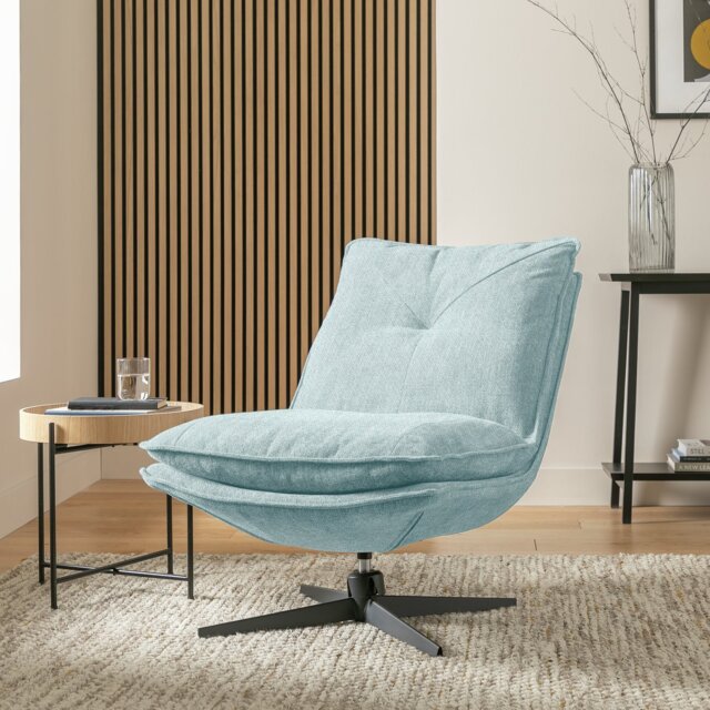 Argos Home Soloman Fabric Swivel Chair - Blue - image 1