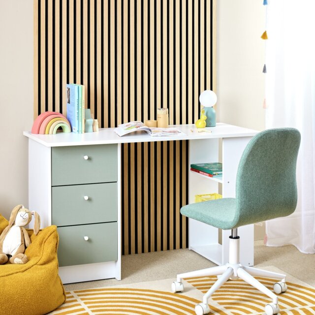 Argos Home Kids Malibu 3 Drawer Desk - Green and White - image 1