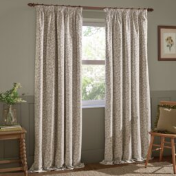 Wylder Grace Leaf Floral Pencil Pleat Curtains - Natural - 117x137cm - thumbnail 2