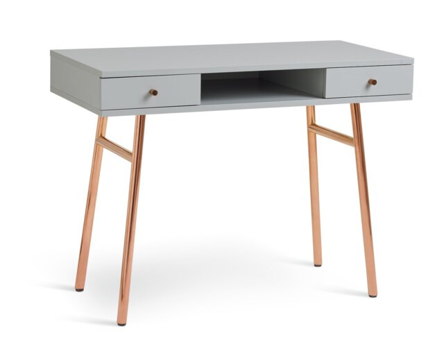 Habitat Valence 2 Drawer Office Desk - Grey & Rose Gold - image 1