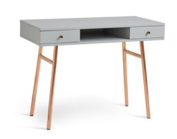 Habitat Valence 2 Drawer Office Desk - Grey & Rose Gold - thumbnail 1
