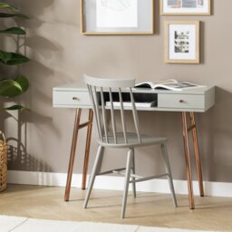 Habitat Valence 2 Drawer Office Desk - Grey & Rose Gold - thumbnail 2
