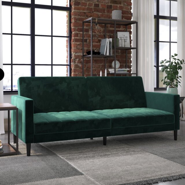 Dorel Liam Velvet Clic Clac Sofa Bed - Green - image 1